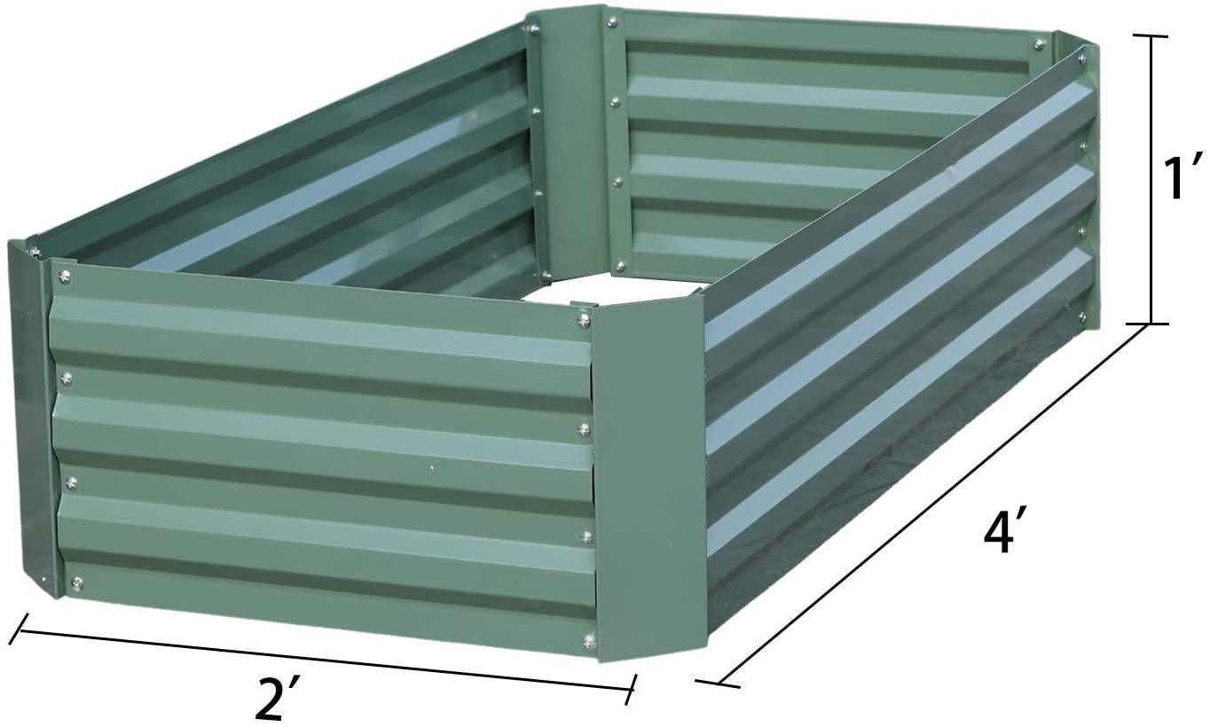 4x4x1/4x2x1/4x3x1 ft. Outdoor Raised Garden Bed- Reinforced Galvanized Steel Planter Box - Aoodor